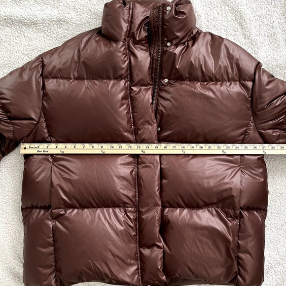Lit Activewear New High Collar Oversize Loose Down Jacket in Brown Women Size M - Picture 10 of 16